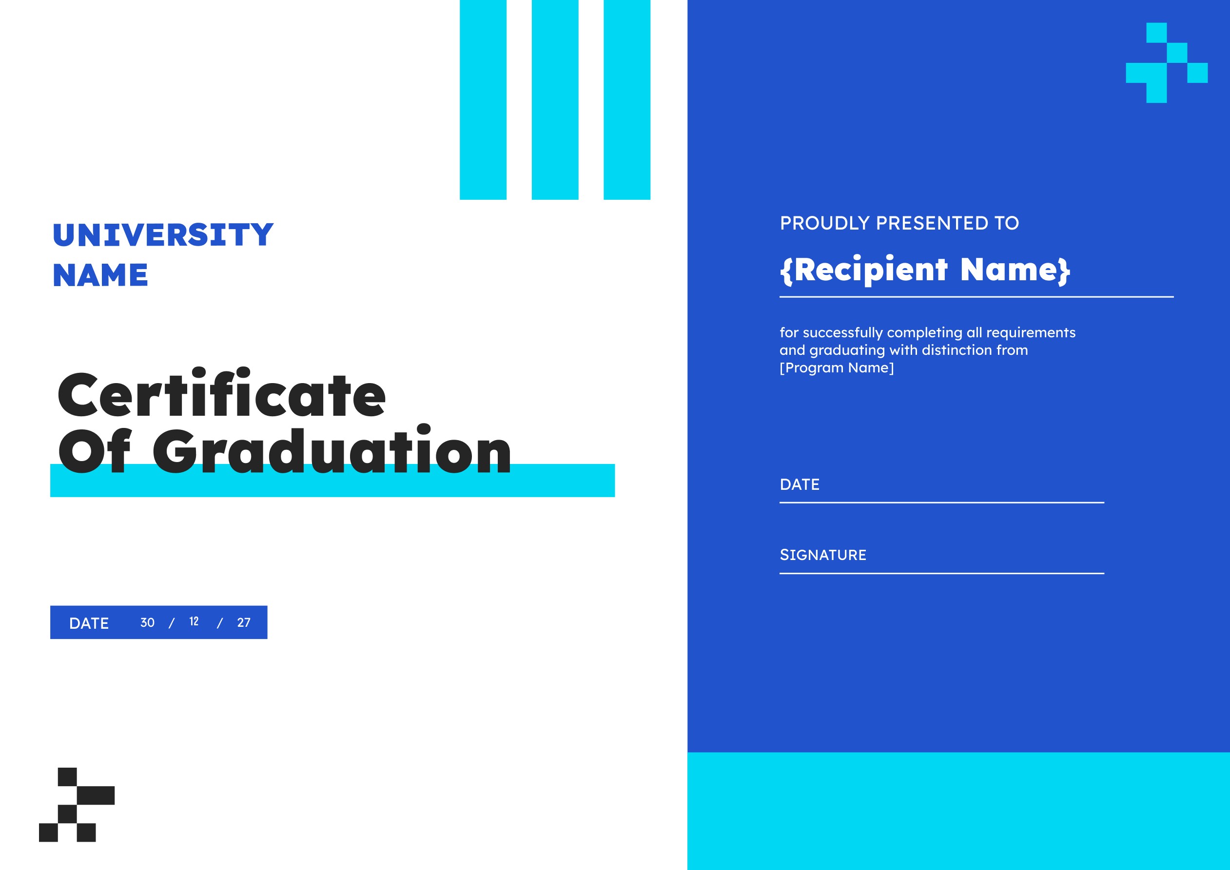 Wauld - Clean and modern graduation certificate template