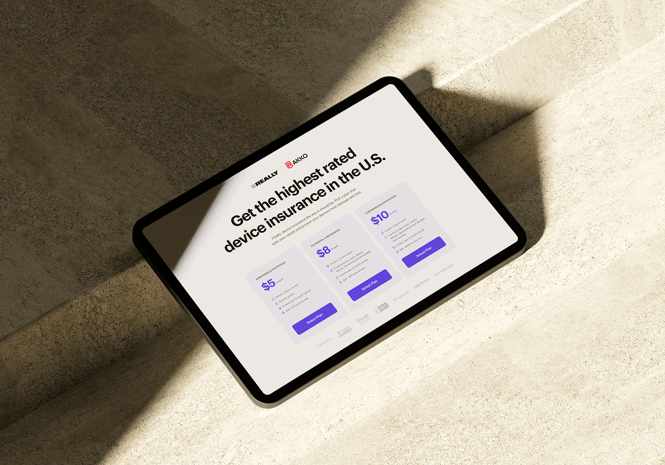 iPad on sunlit surface showing Really's partnership page — Really case study by Boldway Studio