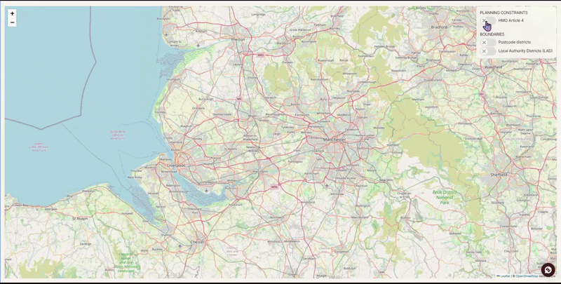 Property Filter Article 4 HMO restriction maps - Liverpool postcode overlay