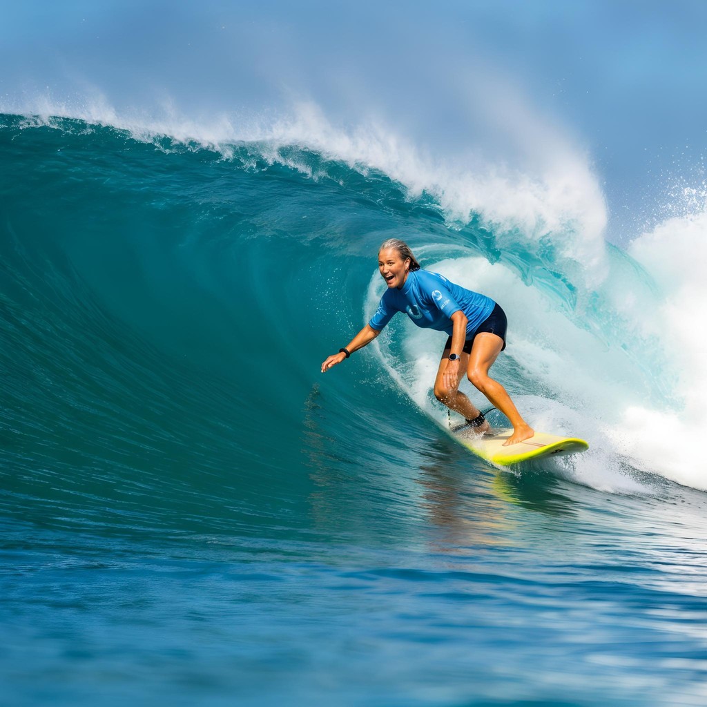 Older woman surfing