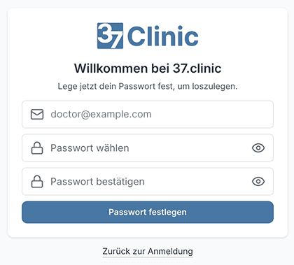 37clinic_Passwort festlegen