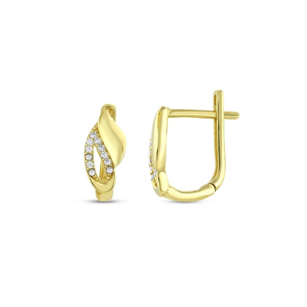 Assos Pırlanta 14 Ayar Altın Tasarım Küpe Şık Modern Takı