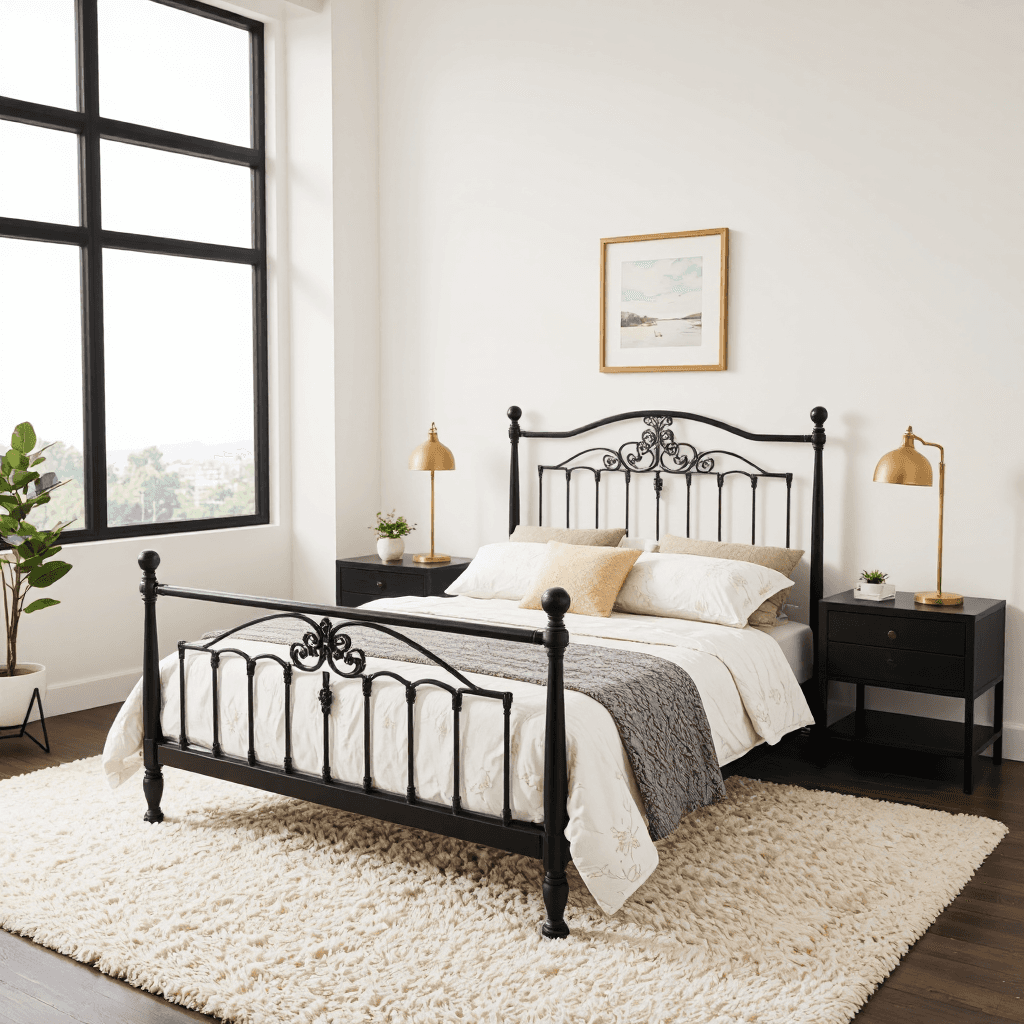 product photography of decorative bed with an ornate headboard