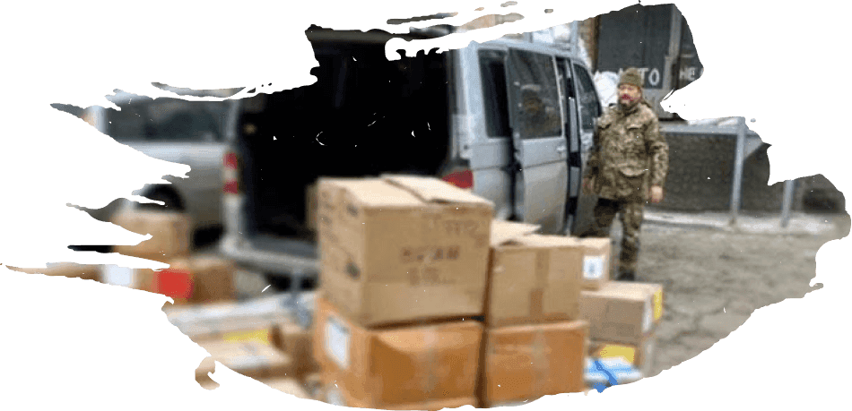 Man unloads boxes with equipment