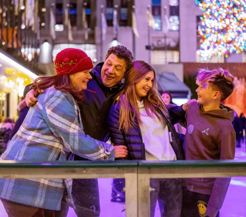 Family fun at the ice skating rink at Rockefeller Center