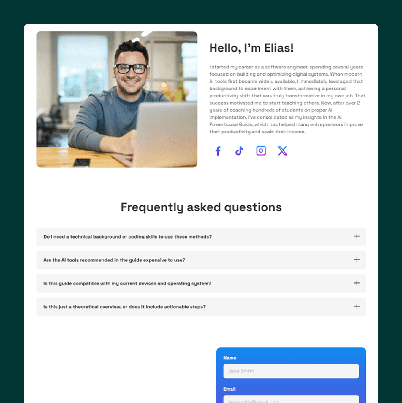 section snapshot from template