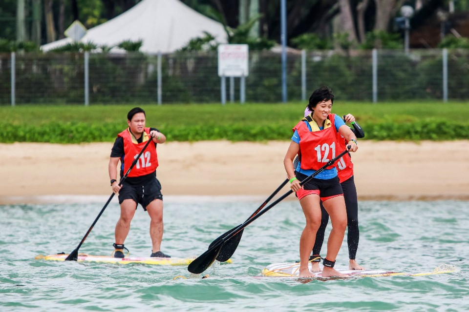 Athlete winning a race