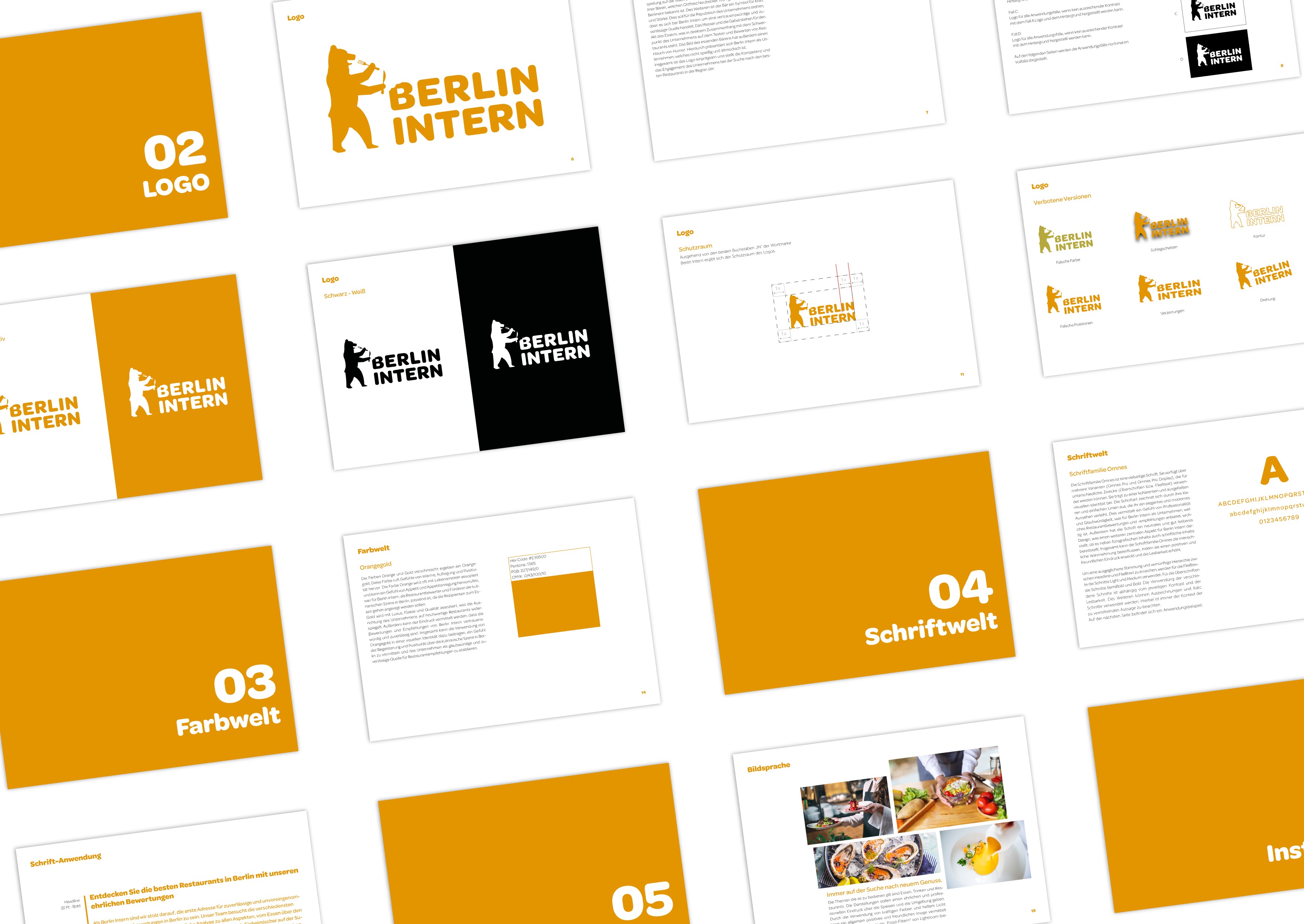 Corporate-Design-Manual für Berlin Intern mit Logo, Farbwelt und Schriftdefinition