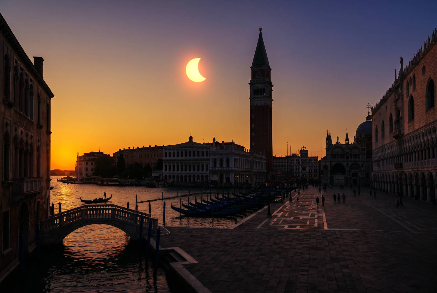 Solar eclipse over Venice,Italy