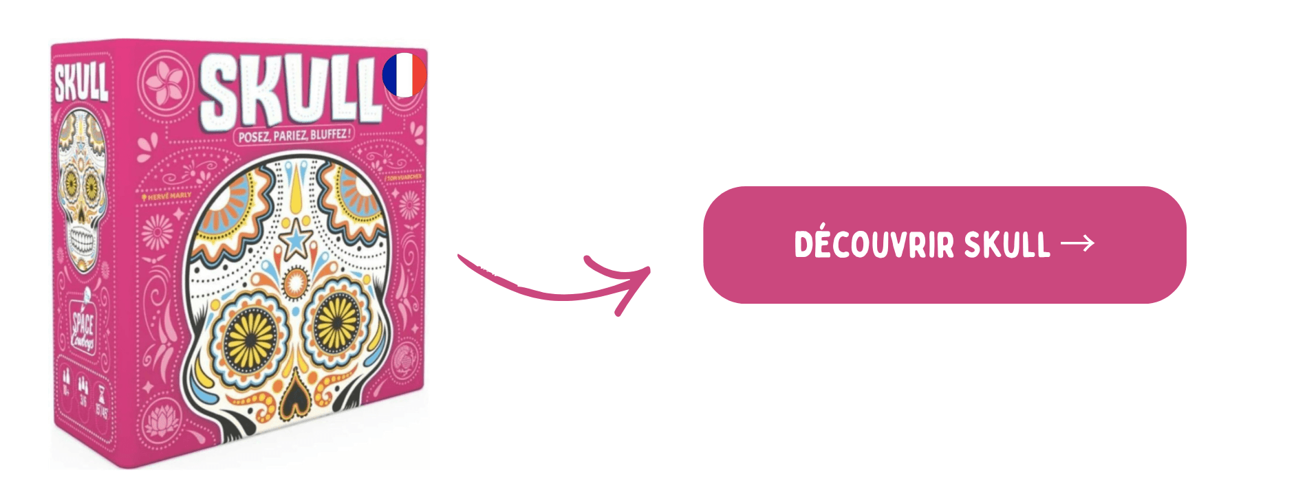 Skull sur fond blanc avec bouton d'achat