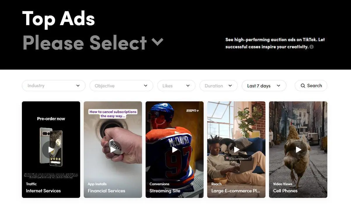Tik tok top ads