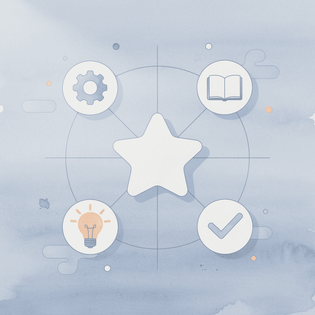 Central gear icon with printing method icons connected around it - Types of T-Shirt Printing 