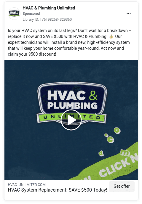 hvac facebook ads using video