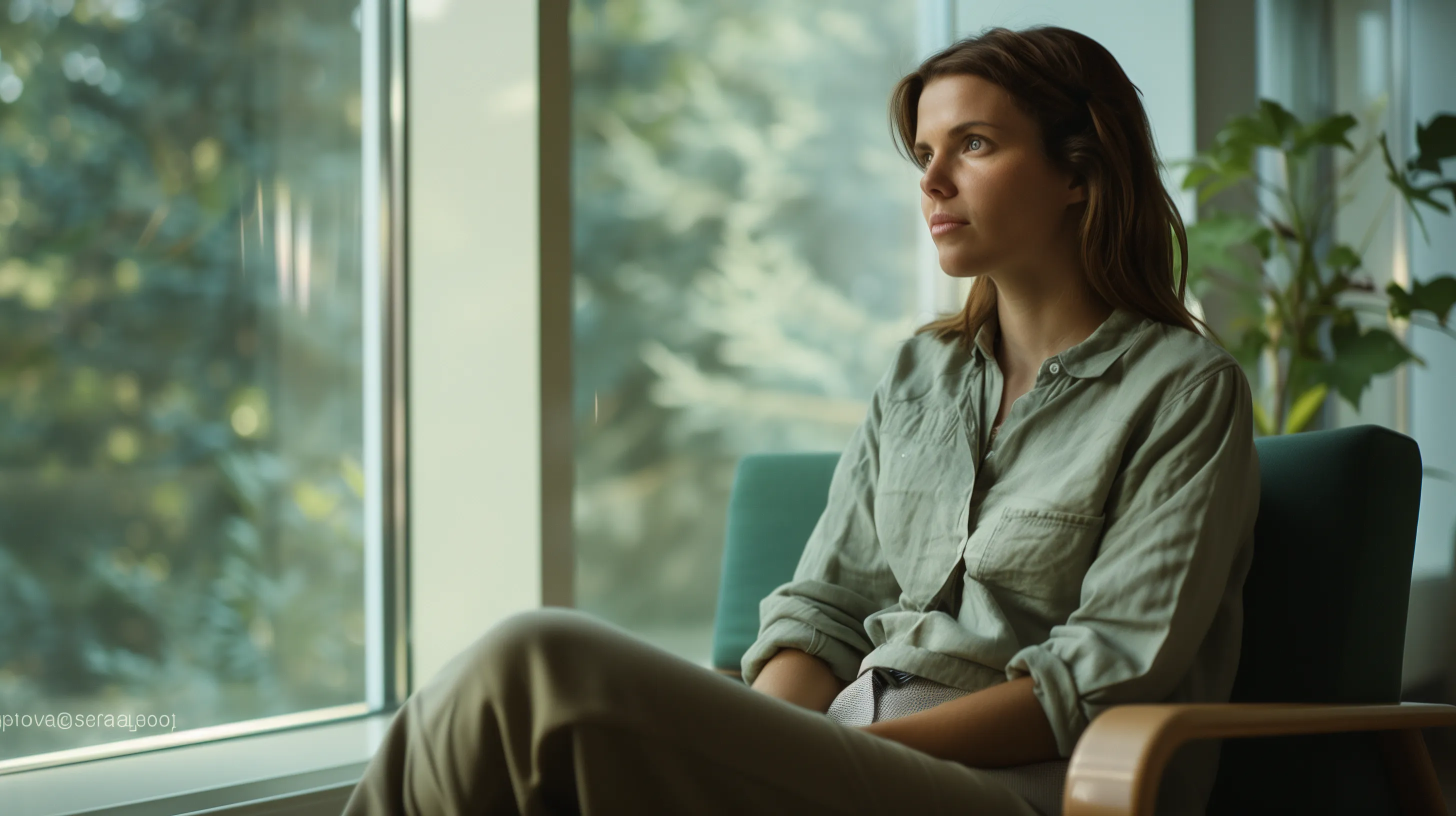 Couple sitting apart on couch, looking away, with soft light representing hope for reconnection