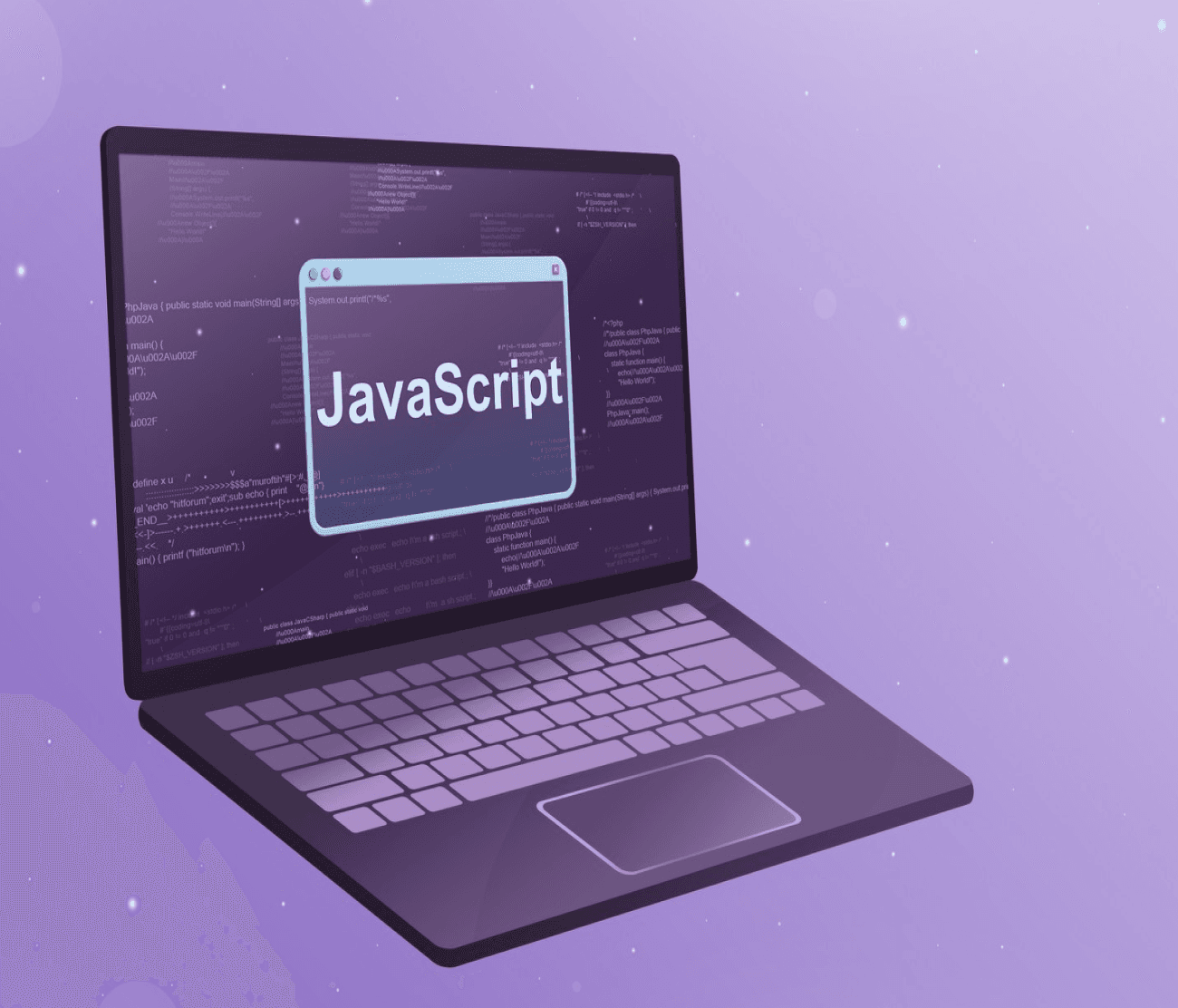a laptop with purple background
