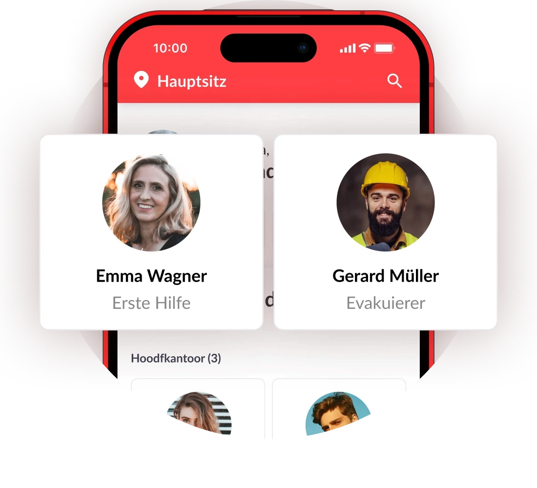 Safeguard-App mit den anwesenden Ersthelfenden am Hauptsitz