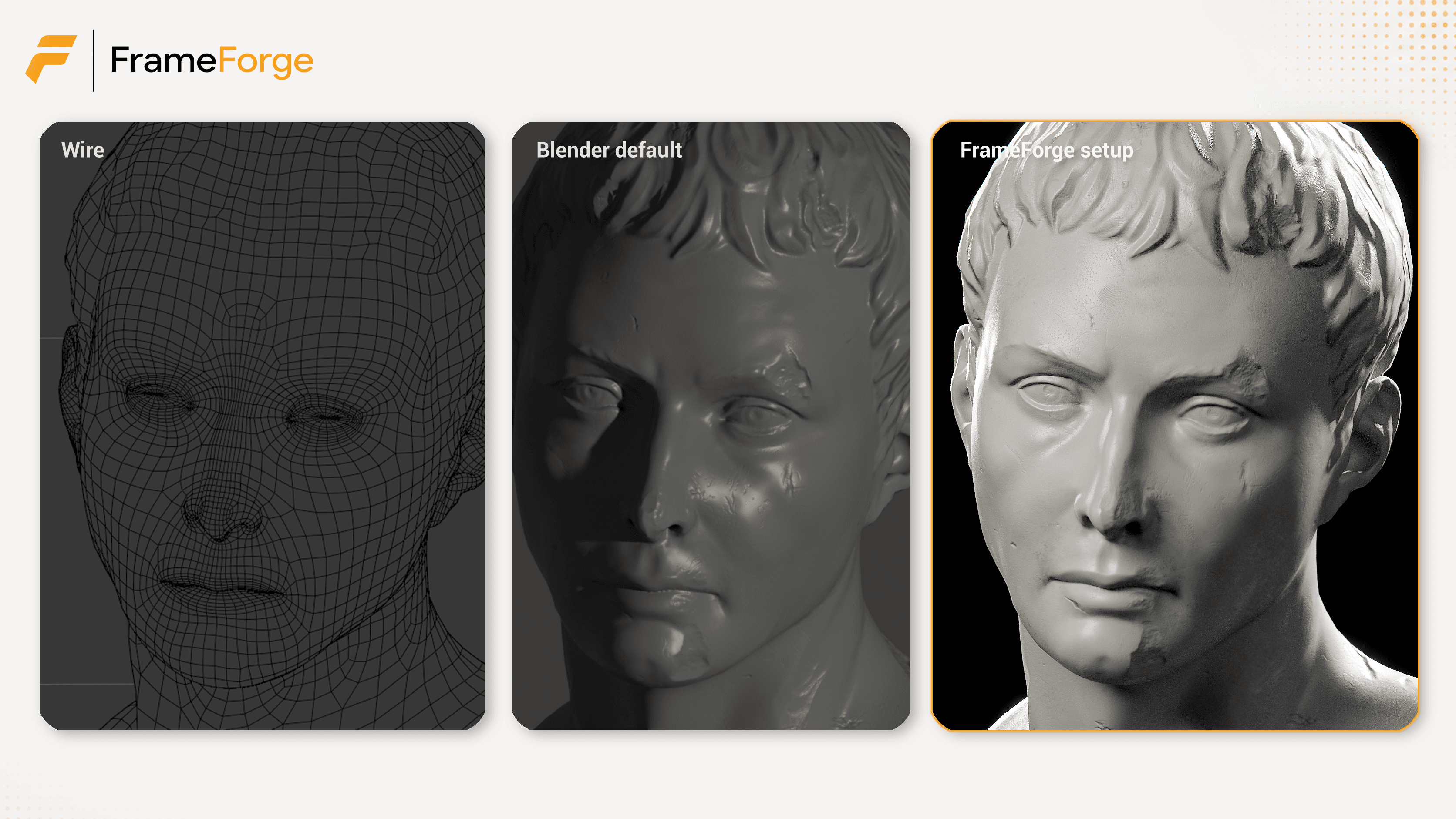 Organic sculpt before and after FrameForge presentation render