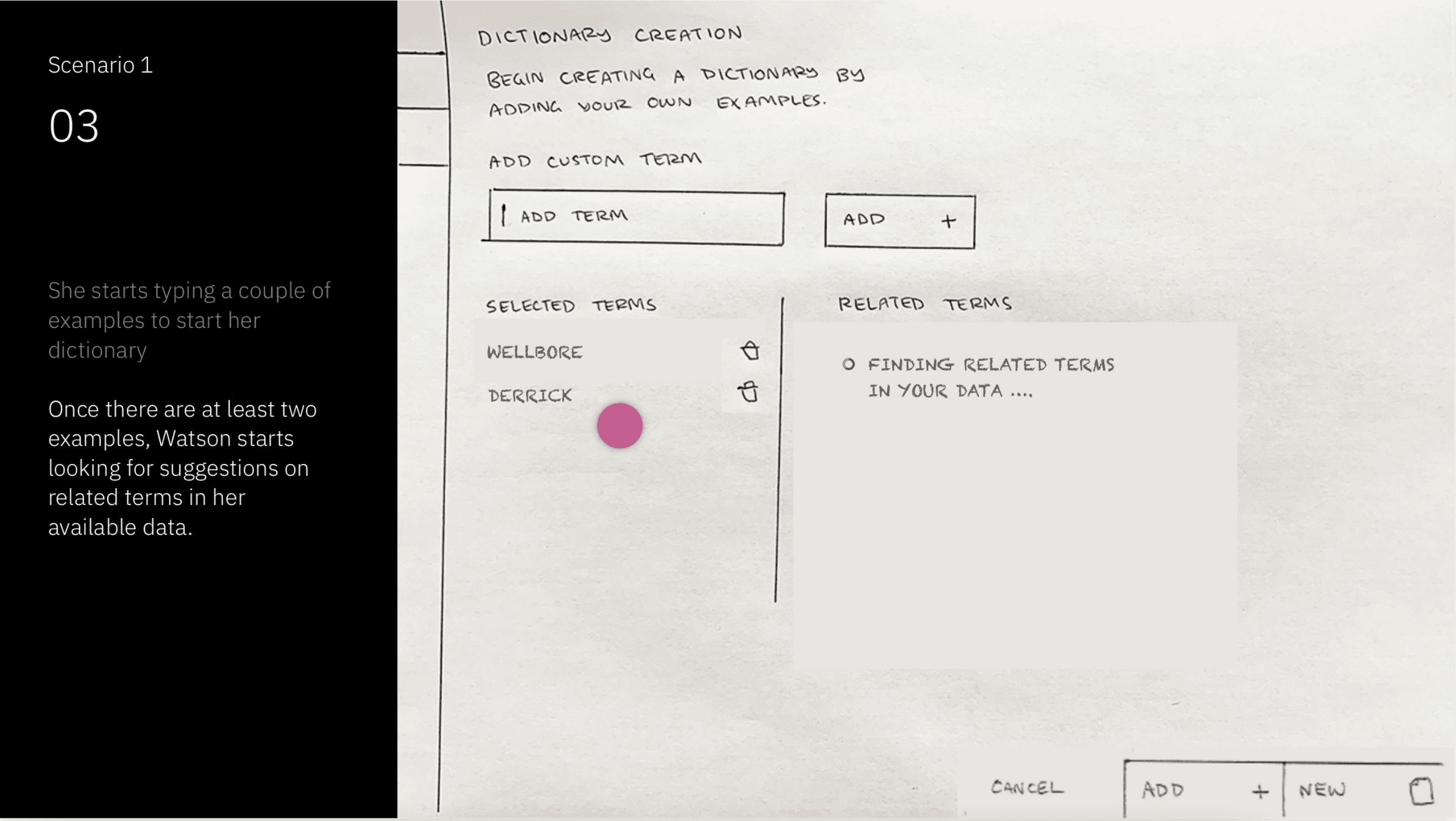 Vocabulary suggestions and acceptance flow