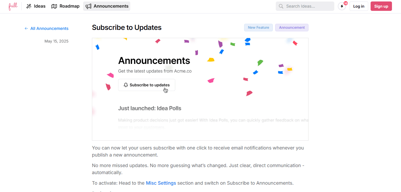 announcements