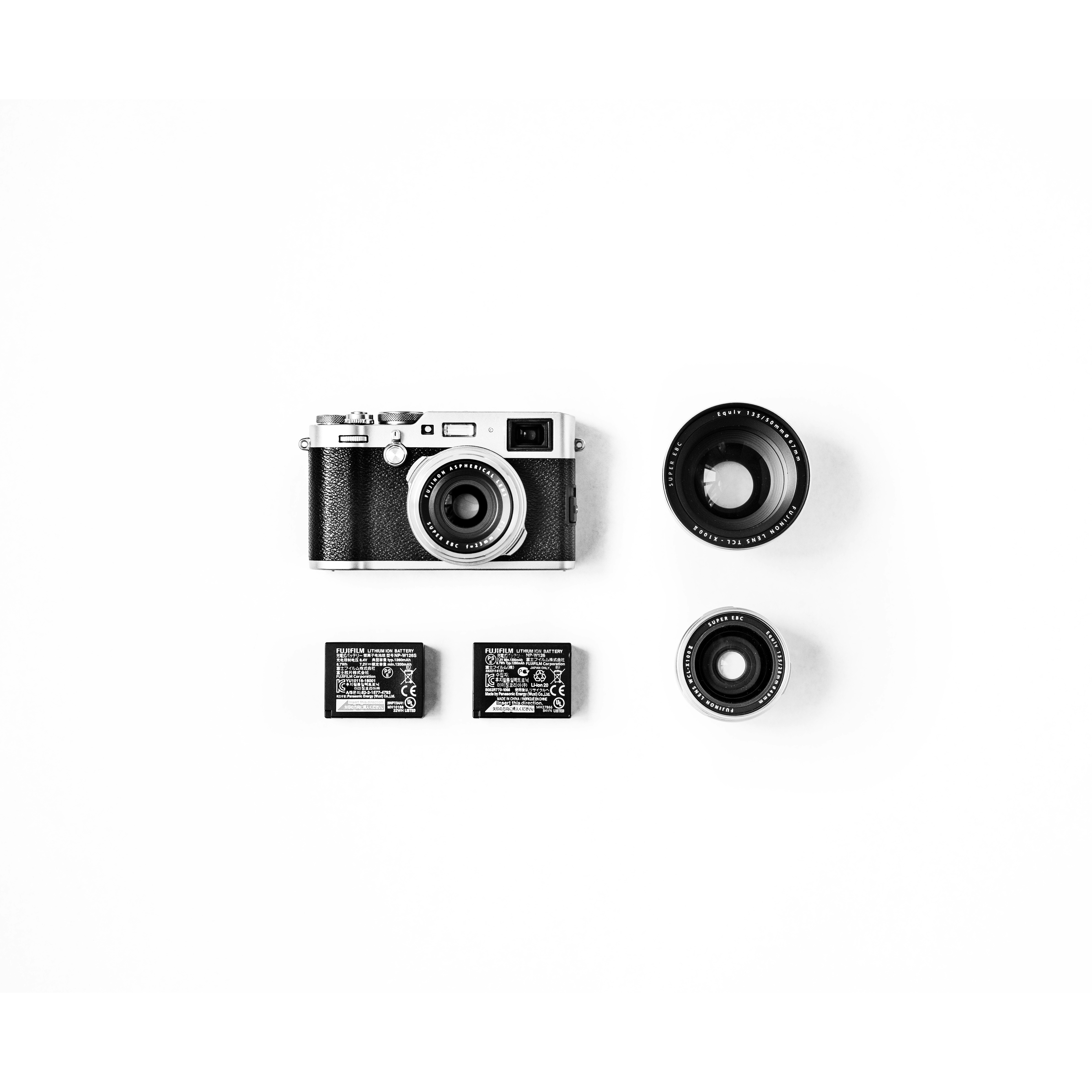 black and gray SLR camera set