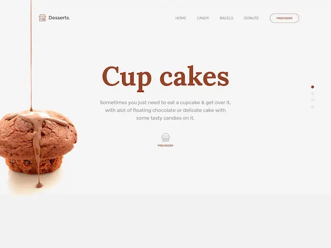A screenshot from desserts shop header