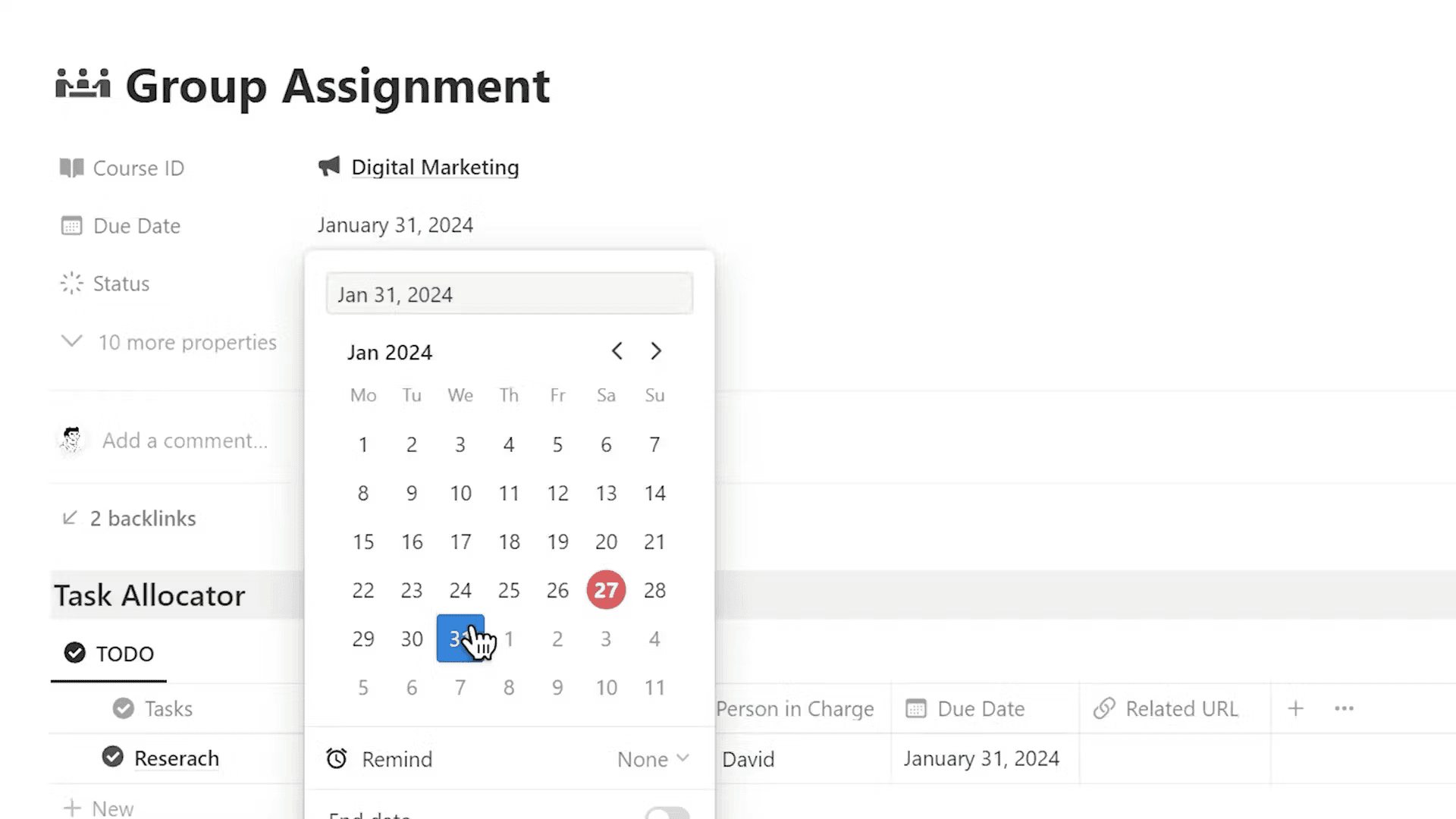 Image of Due Dates and Reminder Settings