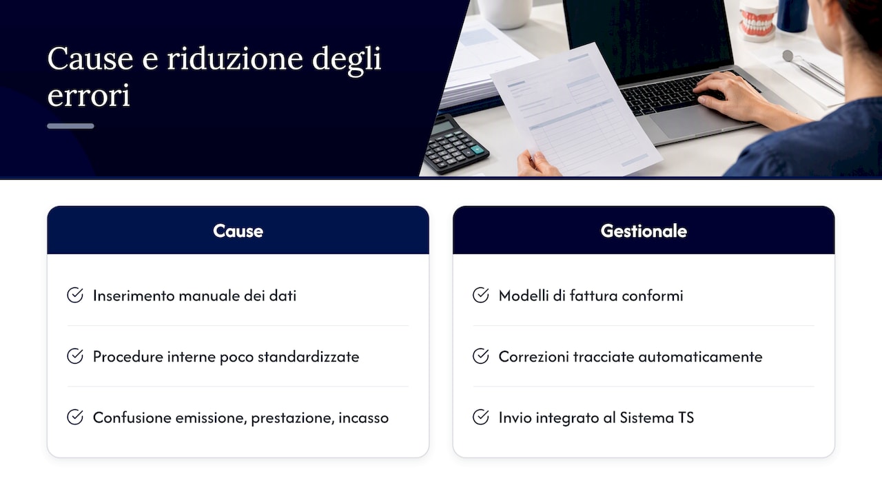 Perché nascono gli errori e come i gestionali li riducono — overview diagram