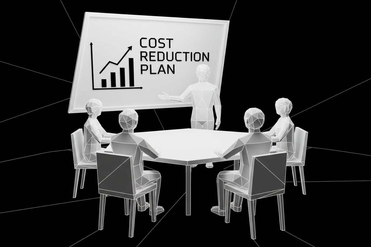 Leader presenting a cost reduction plan