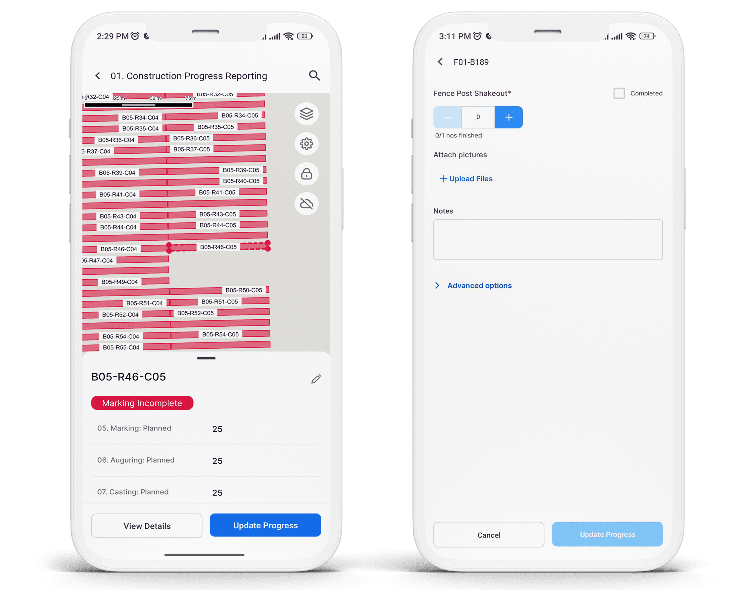 TaskMapper mobile app with tracker and fixed-tilt progress updates