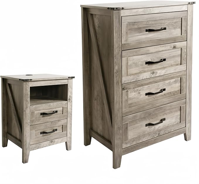 Farmhouse dresser and nightstand set – A stylish and functional furniture piece, perfect for any modern home.