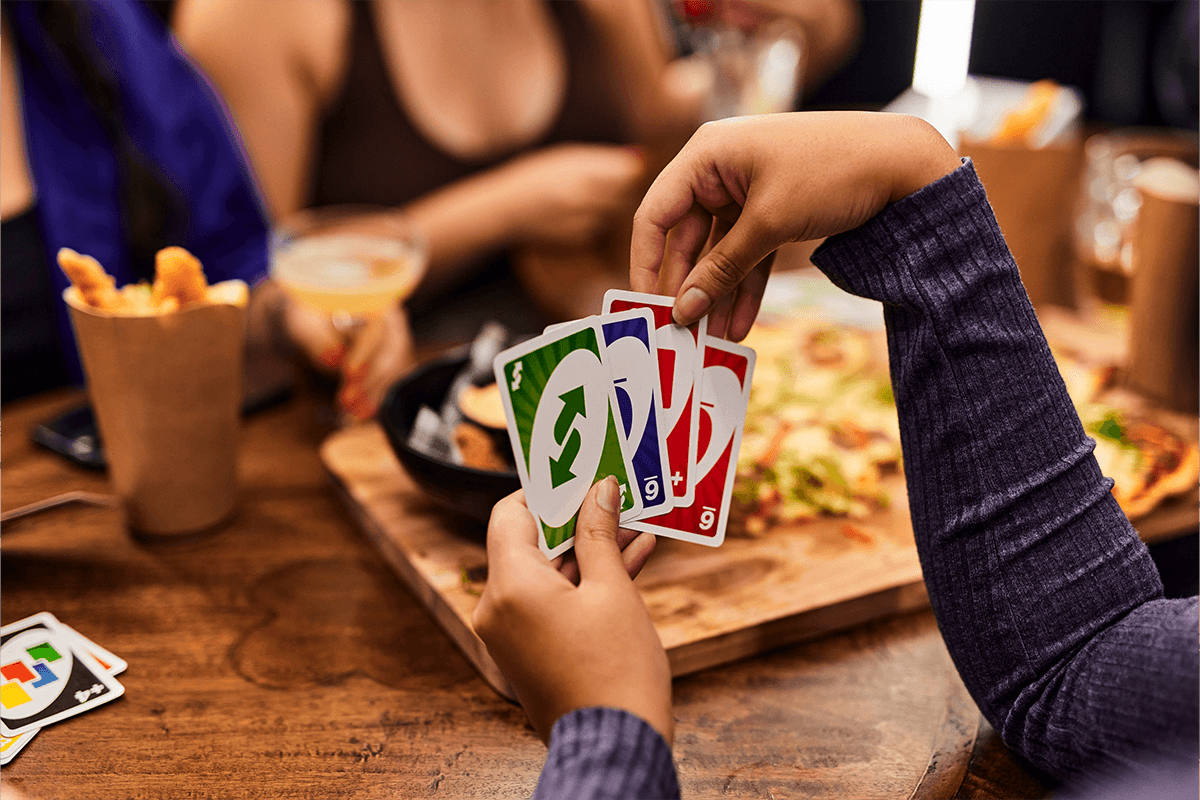 A close up of a pizza on a table at Fortress