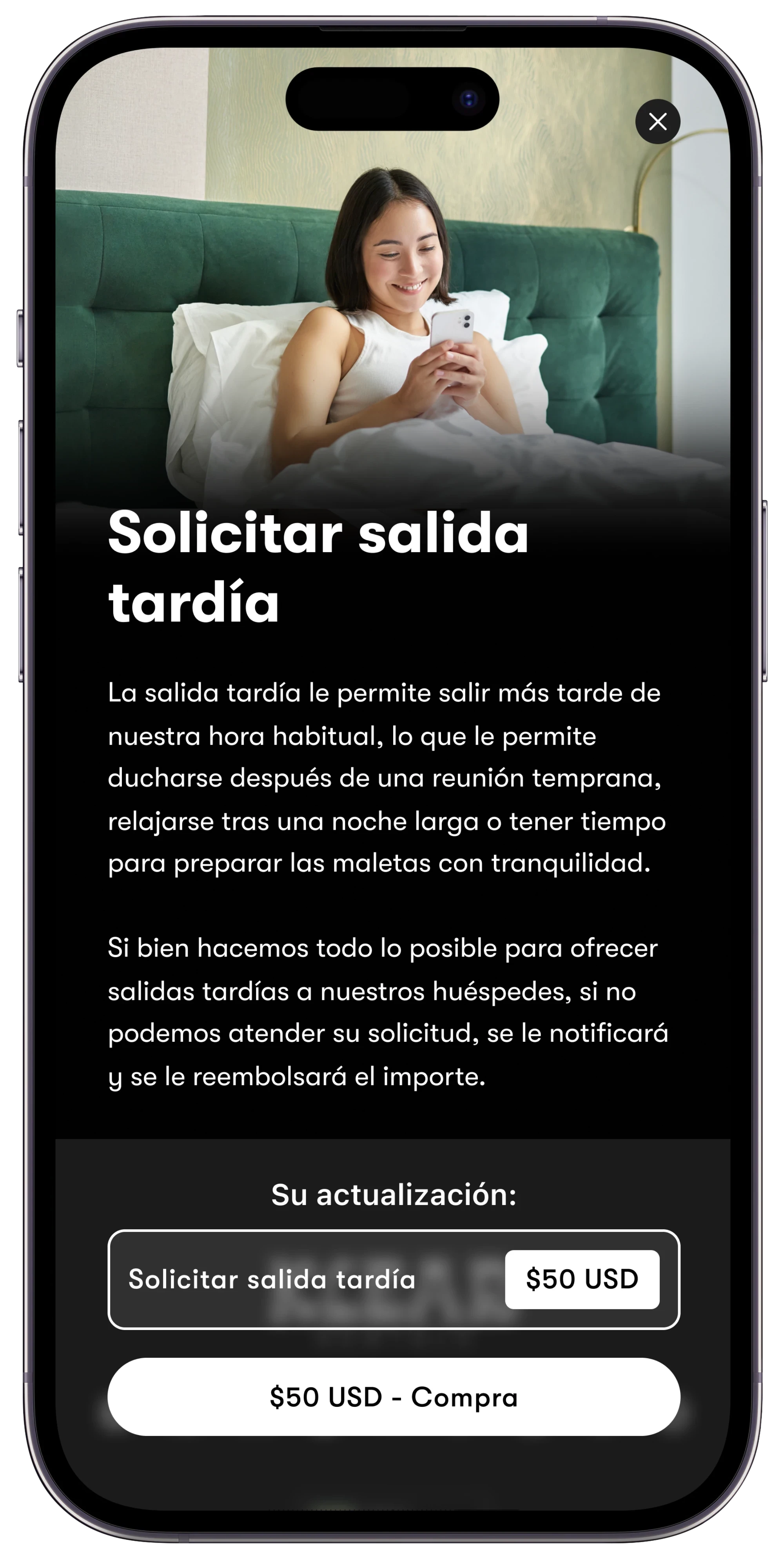 Late Check-out Upsell