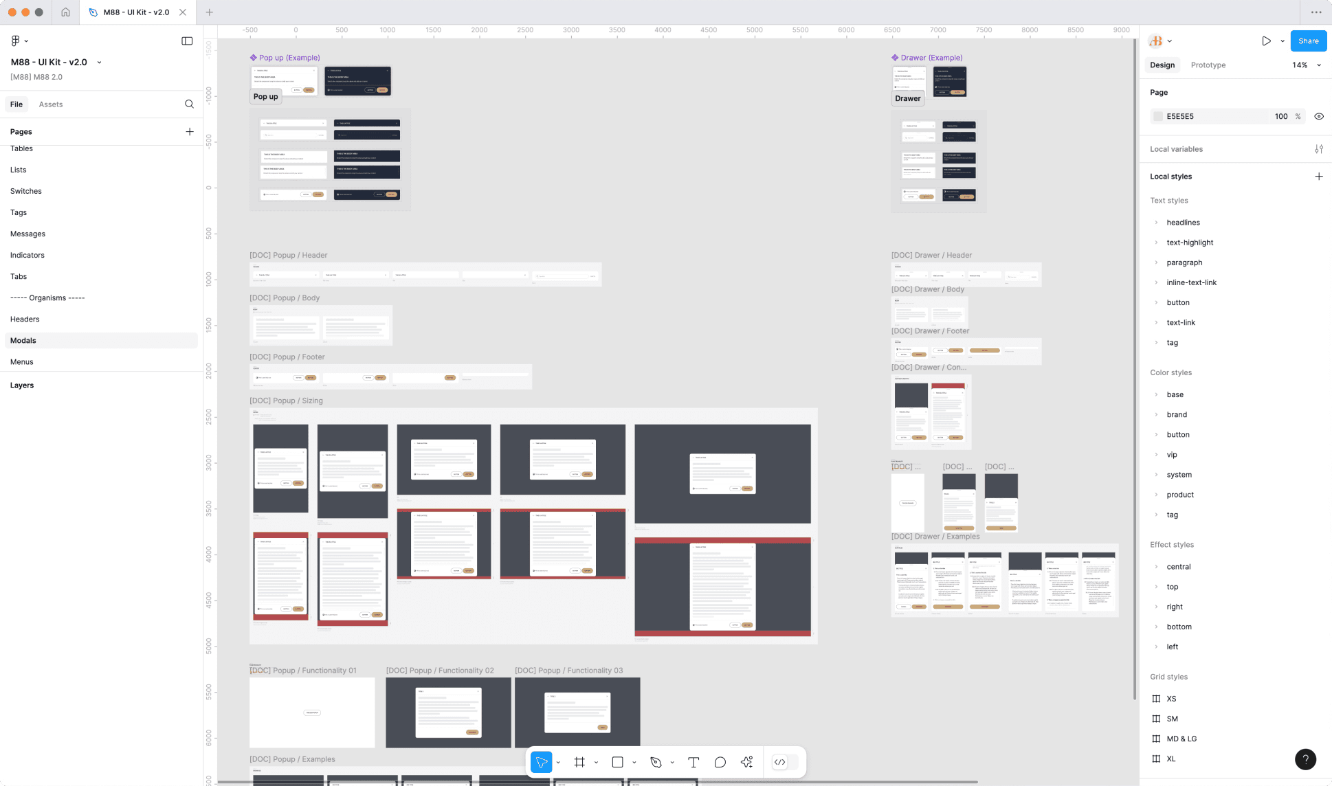 M88's design system modals