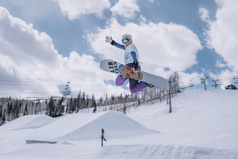 A ski session on the snowy mountain