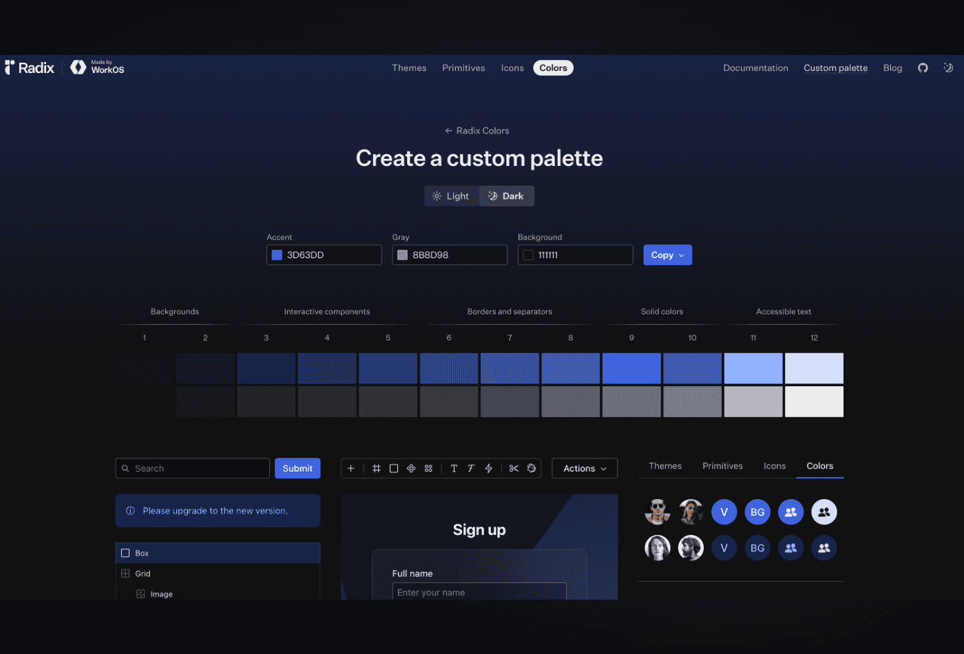 Radix UI color pallete generator