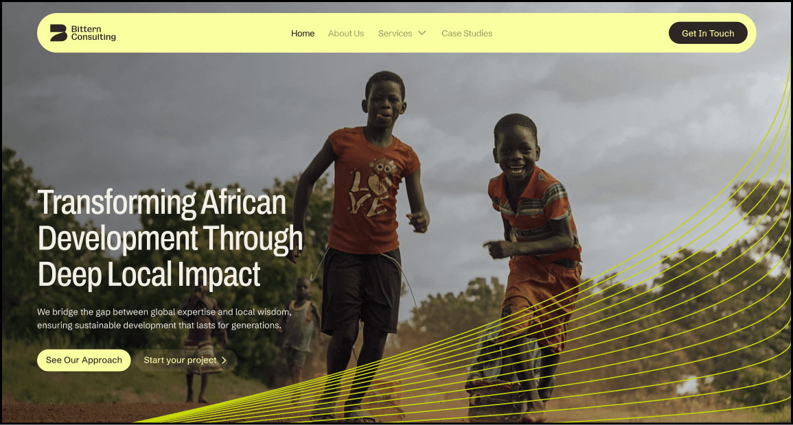 Bittern consulting desktop hero section
