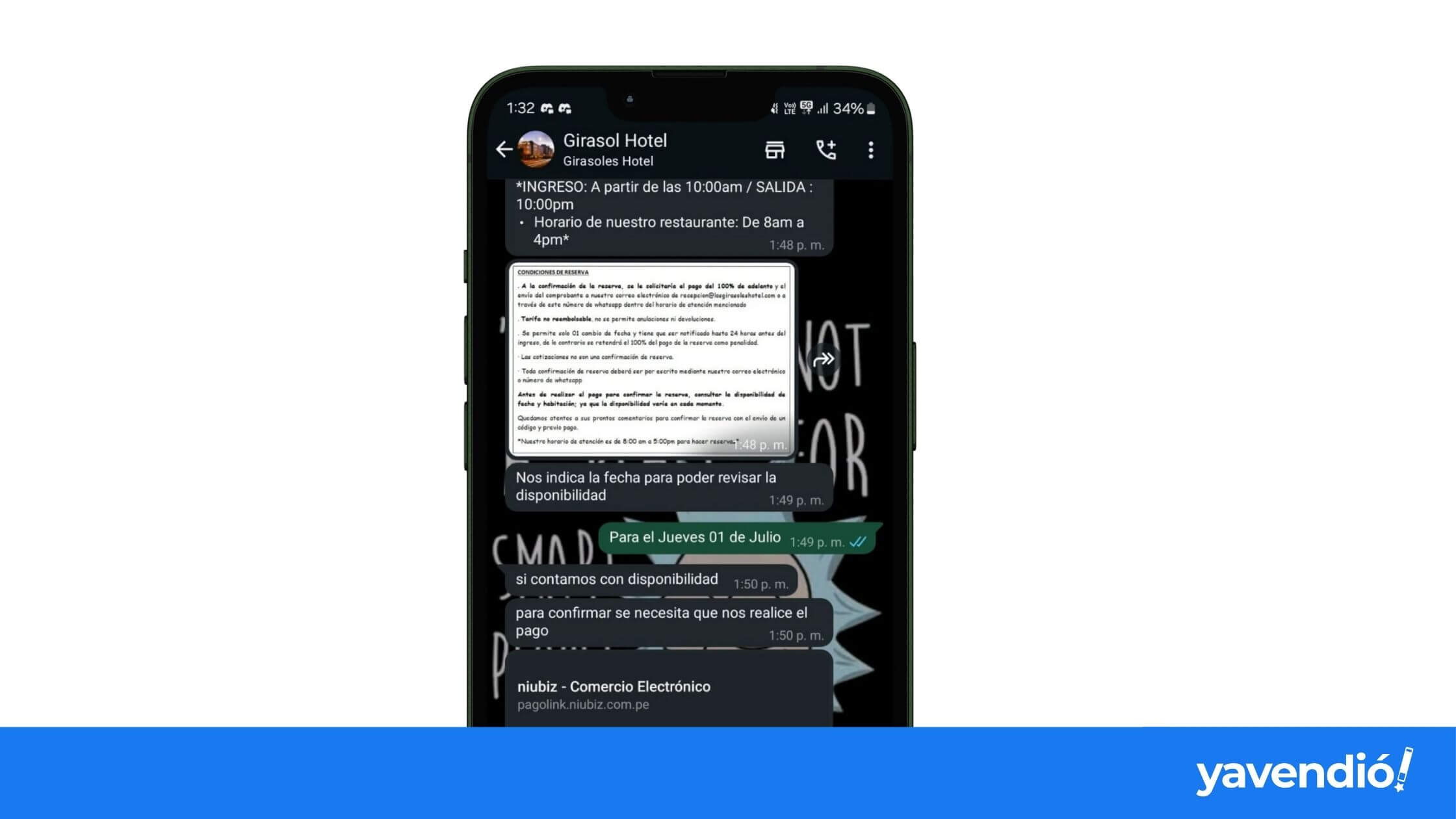 Ejemplo de un mensaje de cobranza por WhatsApp