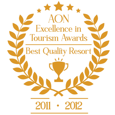 Gold award logo for AON Excellence in Tourism Awards: Best Quality Resort 2011 & 2012.