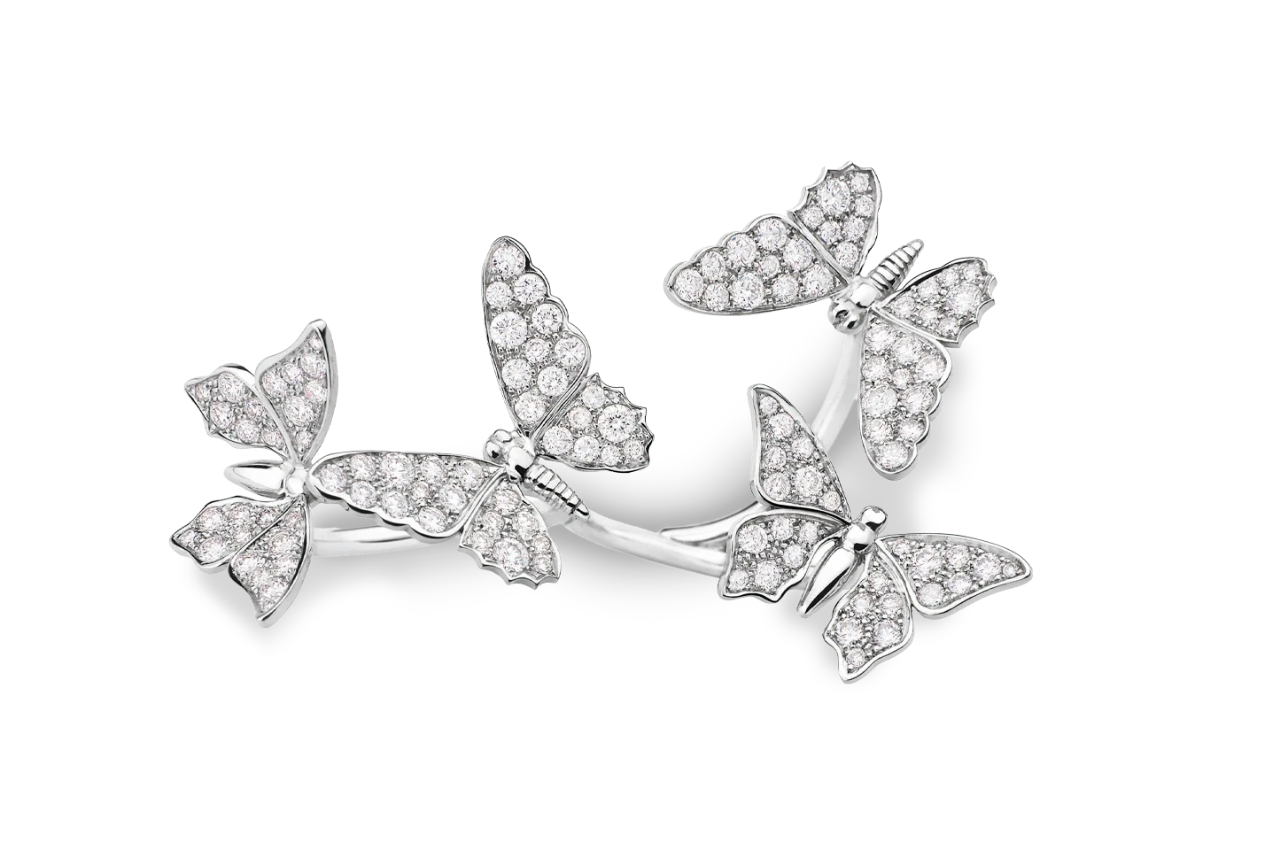 Bague Kiss & Fly Édéenne en or blanc et diamants, motif papillon