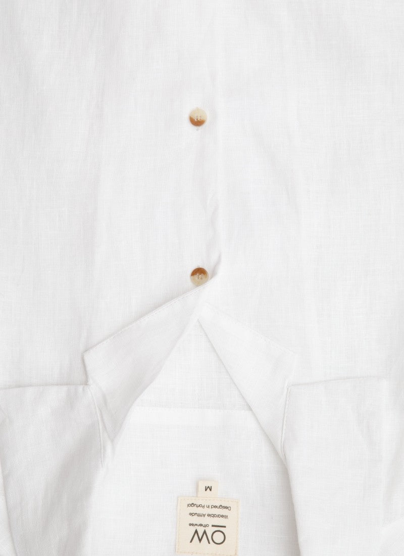 white linen short sleeve shirt