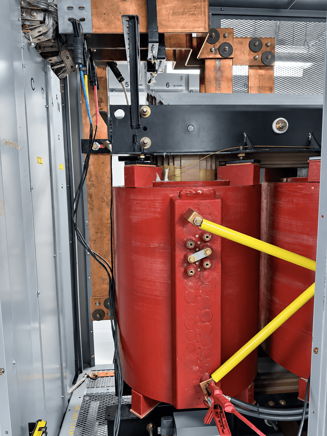 Dry-type transformer during field testing