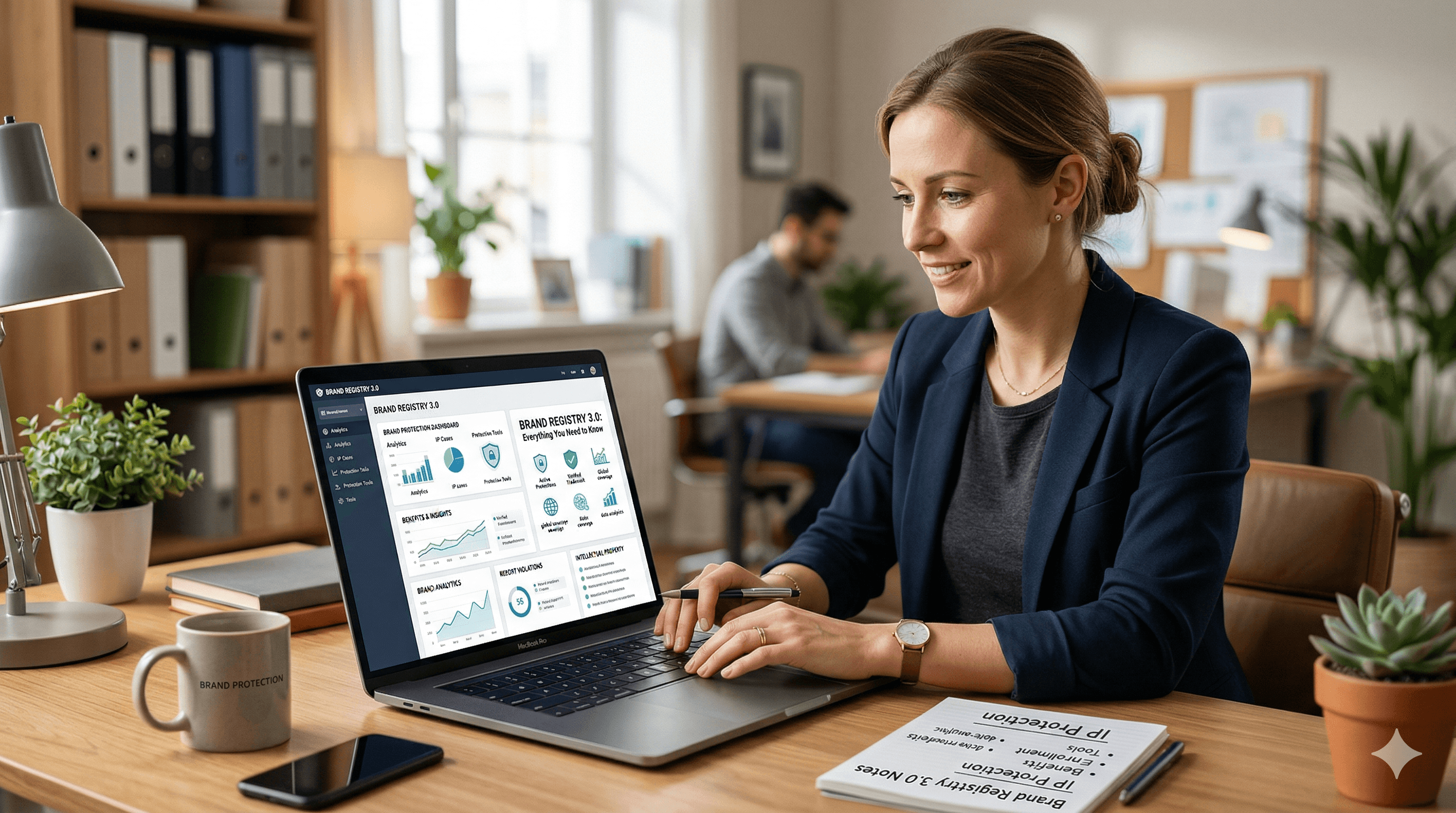Illustration explaining Amazon Brand Registry benefits for sellers