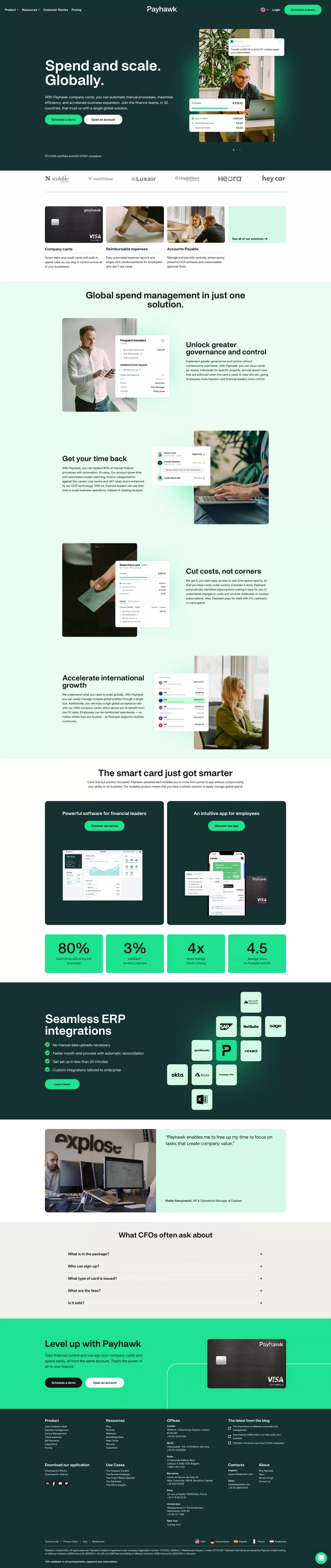 The enterprise-grade credit card for glo landing page screenshot showcasing Tech and Finance design