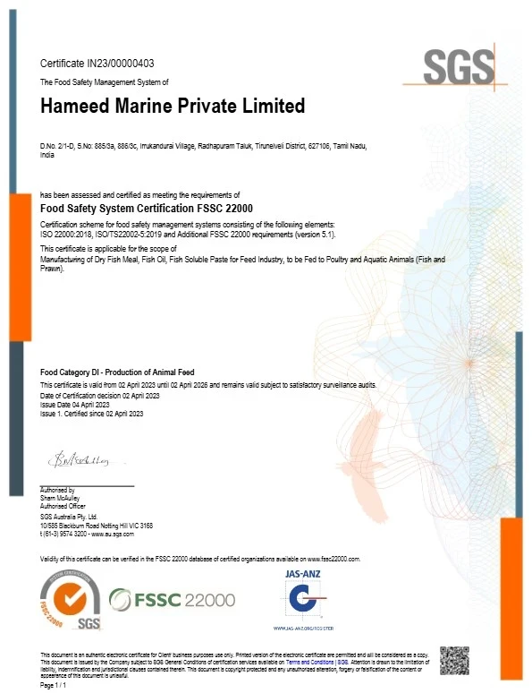 FSSC 22000 Certificate