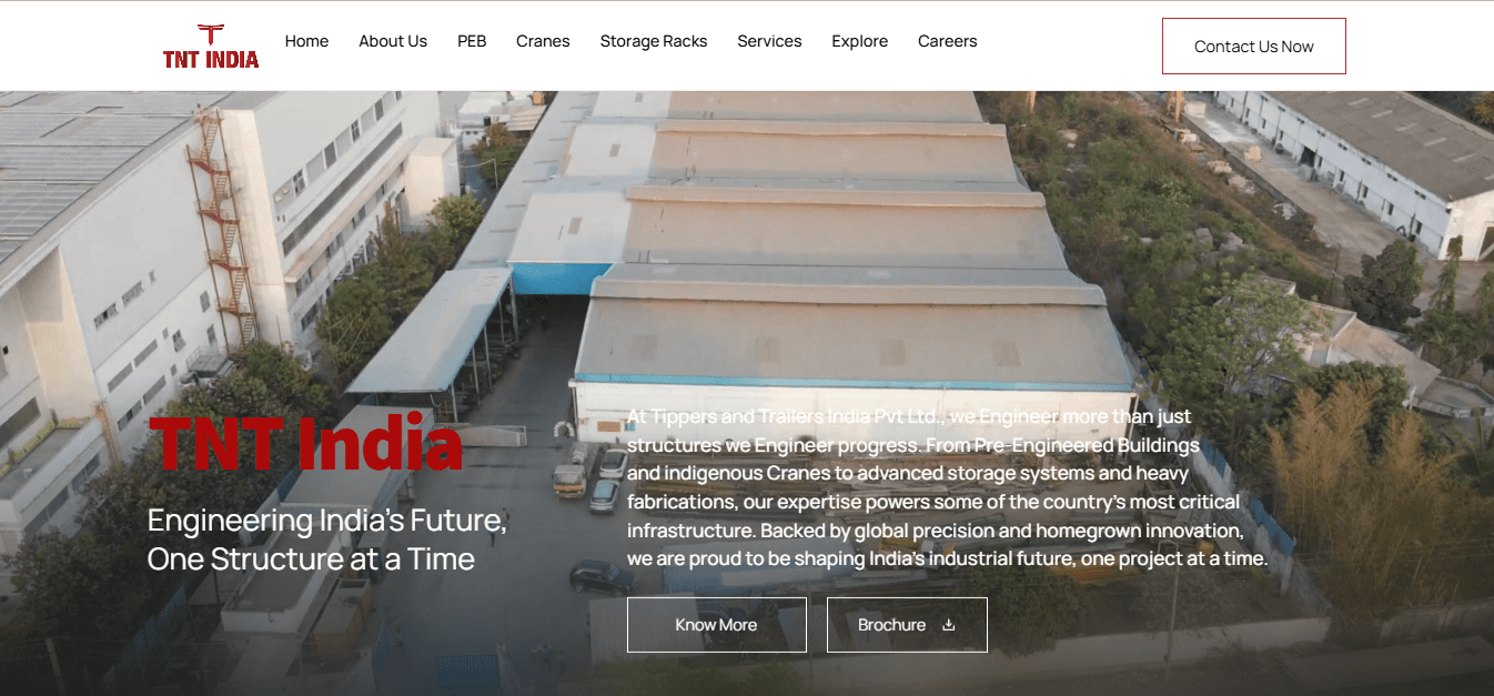 TNT India Pre-Engineered Buildings, Cranes, Storage Systems, and Heavy Fabrications