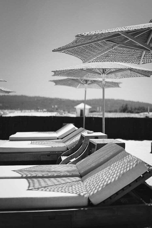 Luxury beach club sun lounges in Nice France - French Riviera lifestyle