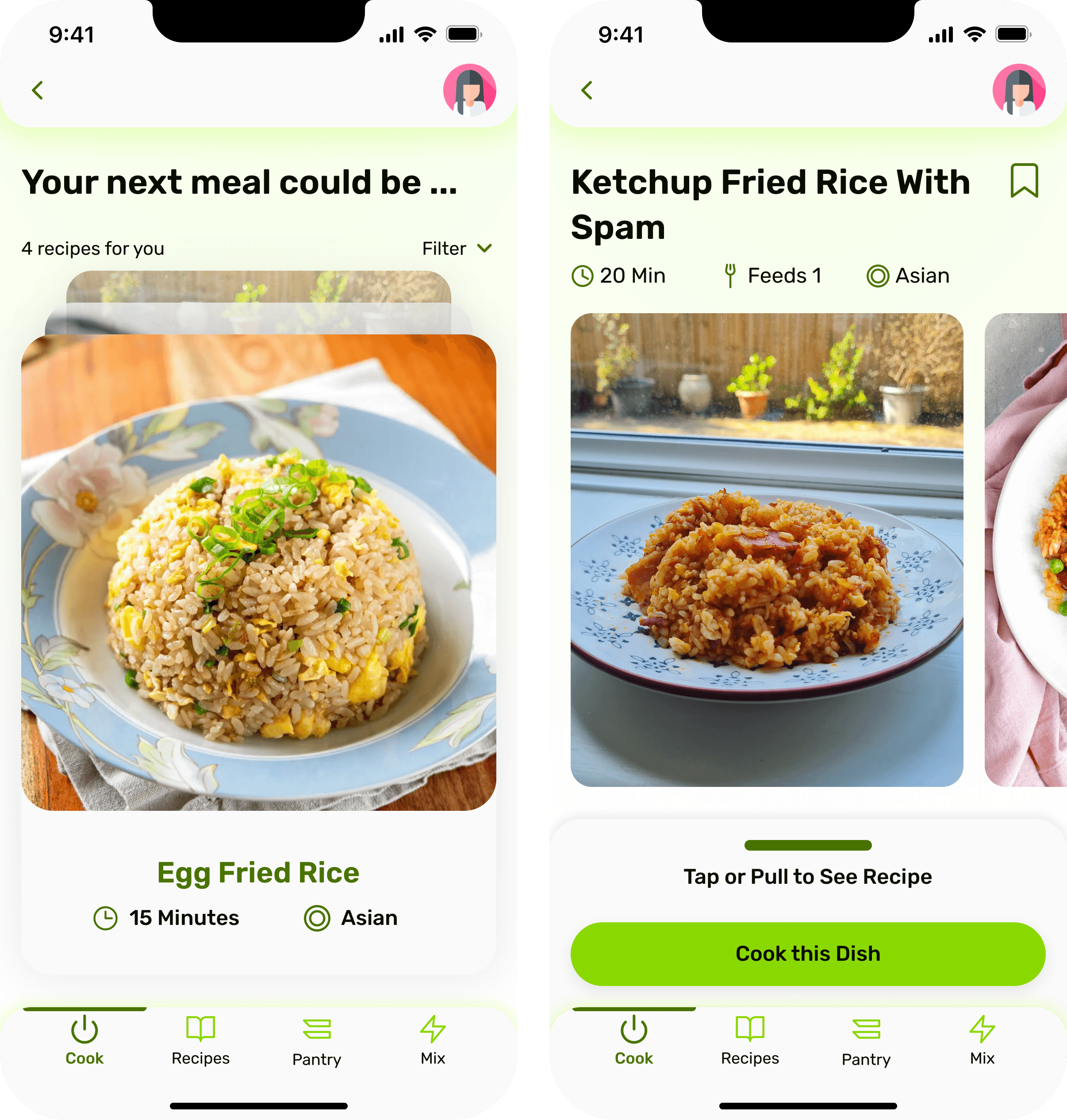 Find Recipe Screens Set 2