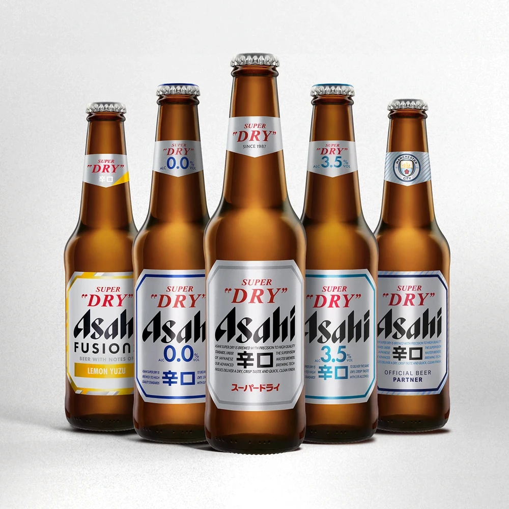 Asahi Super Dry beer bottle range