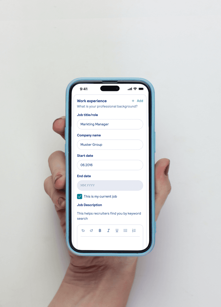 Long form asking for work experience