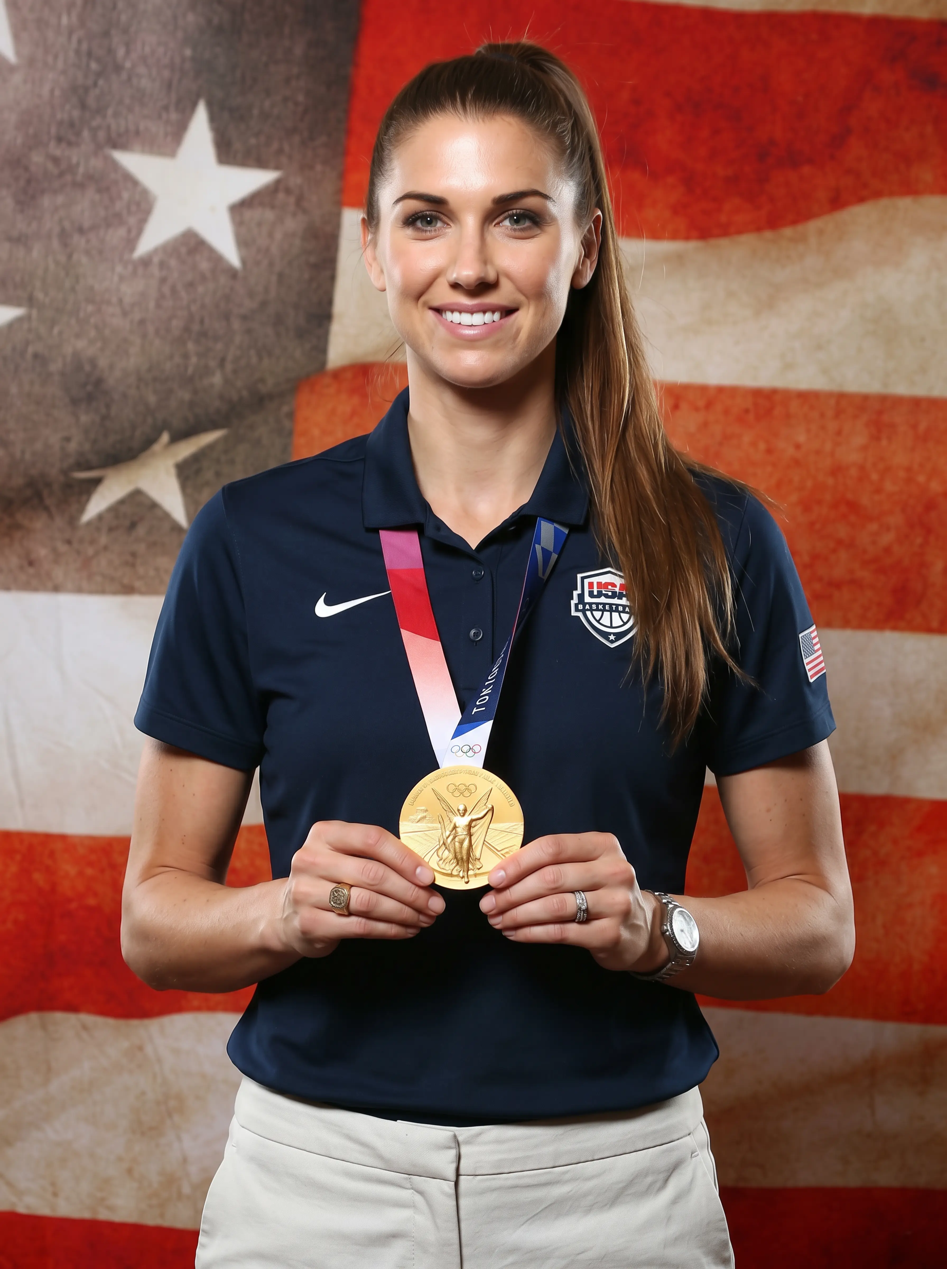 Portrait photo of a sports coach infront of USA Flag